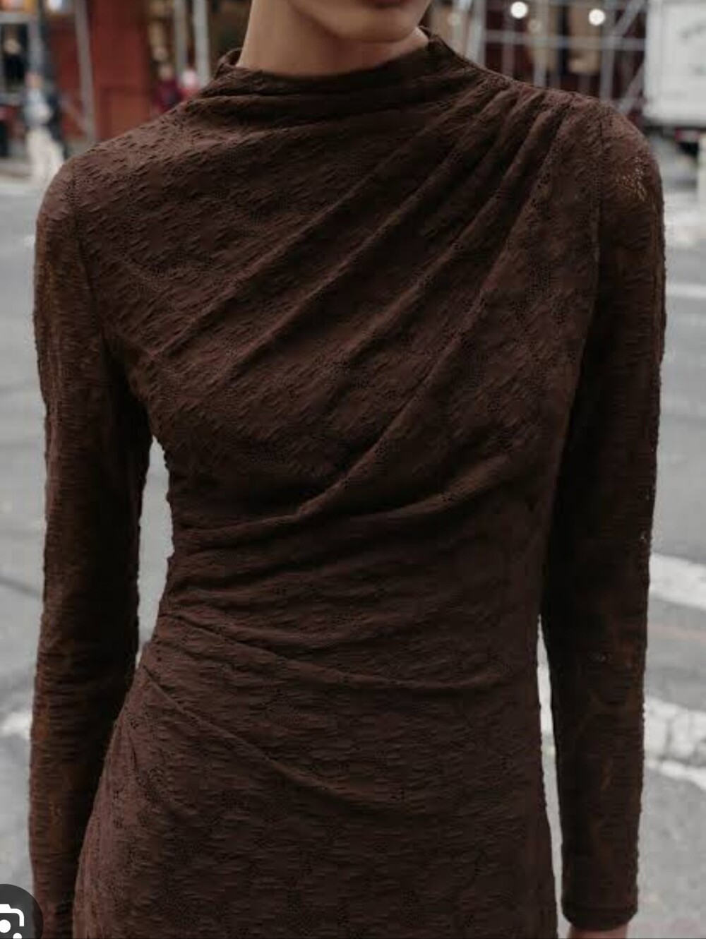 ZARA POINTELLE DRAPED MIDI DRESS - Picture 3 of 9